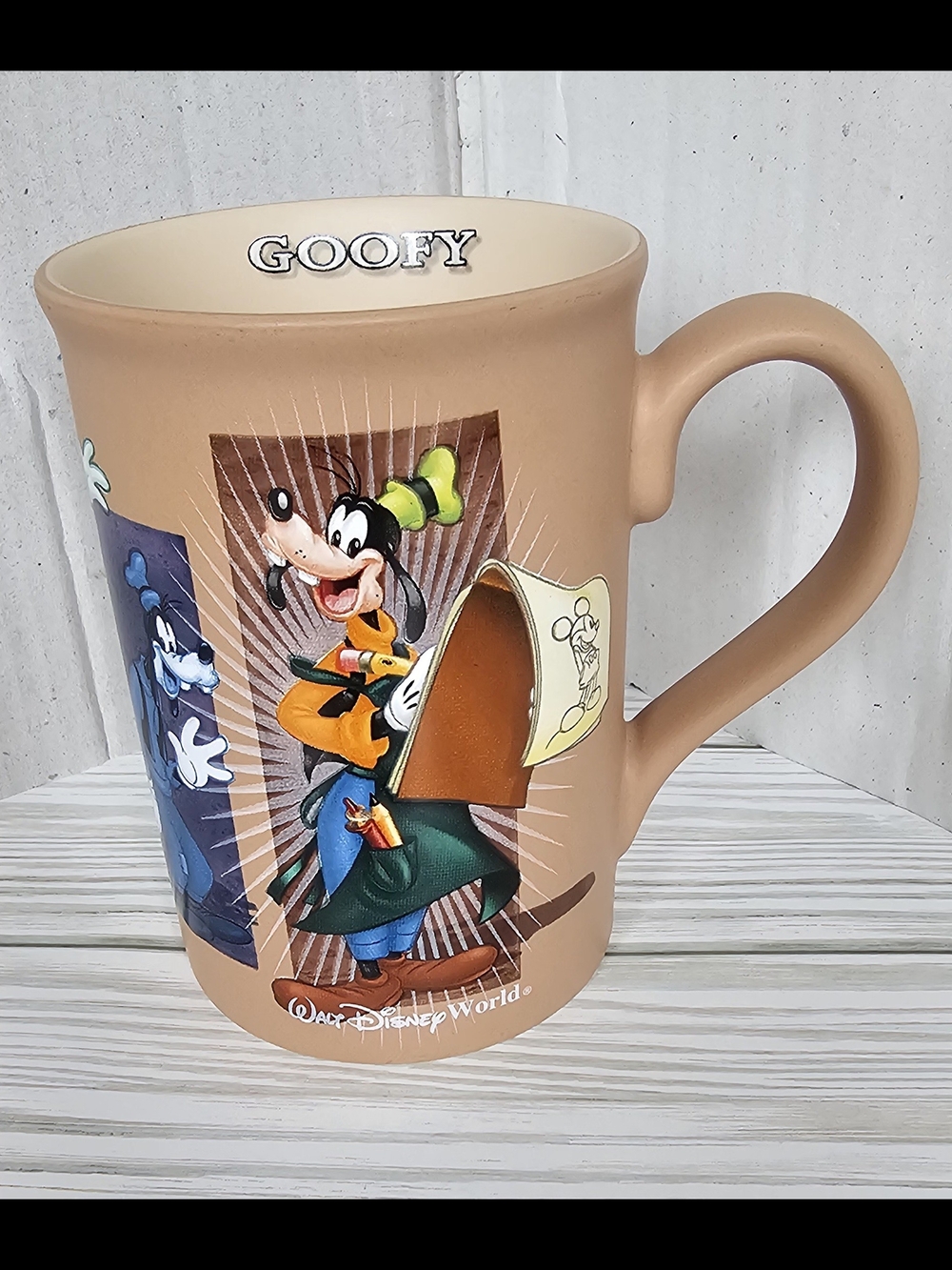 Walt Disney World Goofy Scenes Brown Tan Coffee Mug